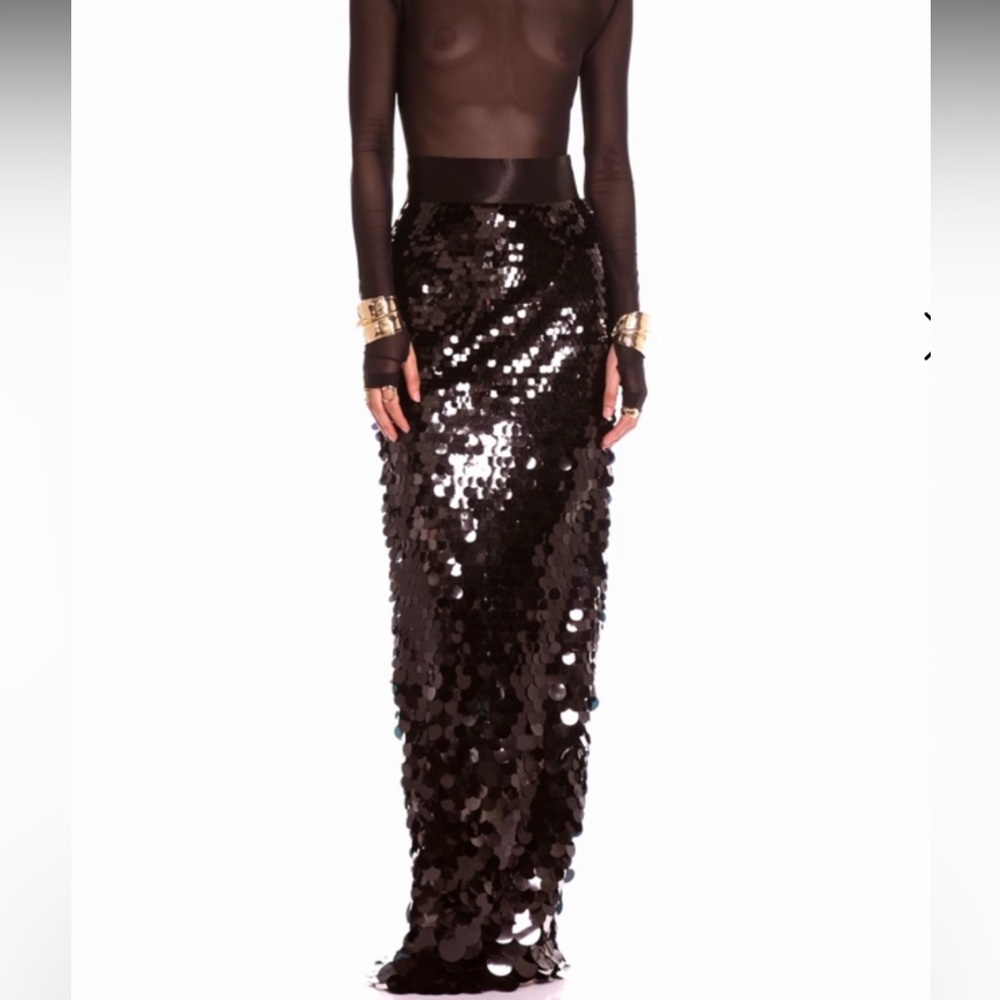 Bronx and Banco Black Sequin Maxi Skirt